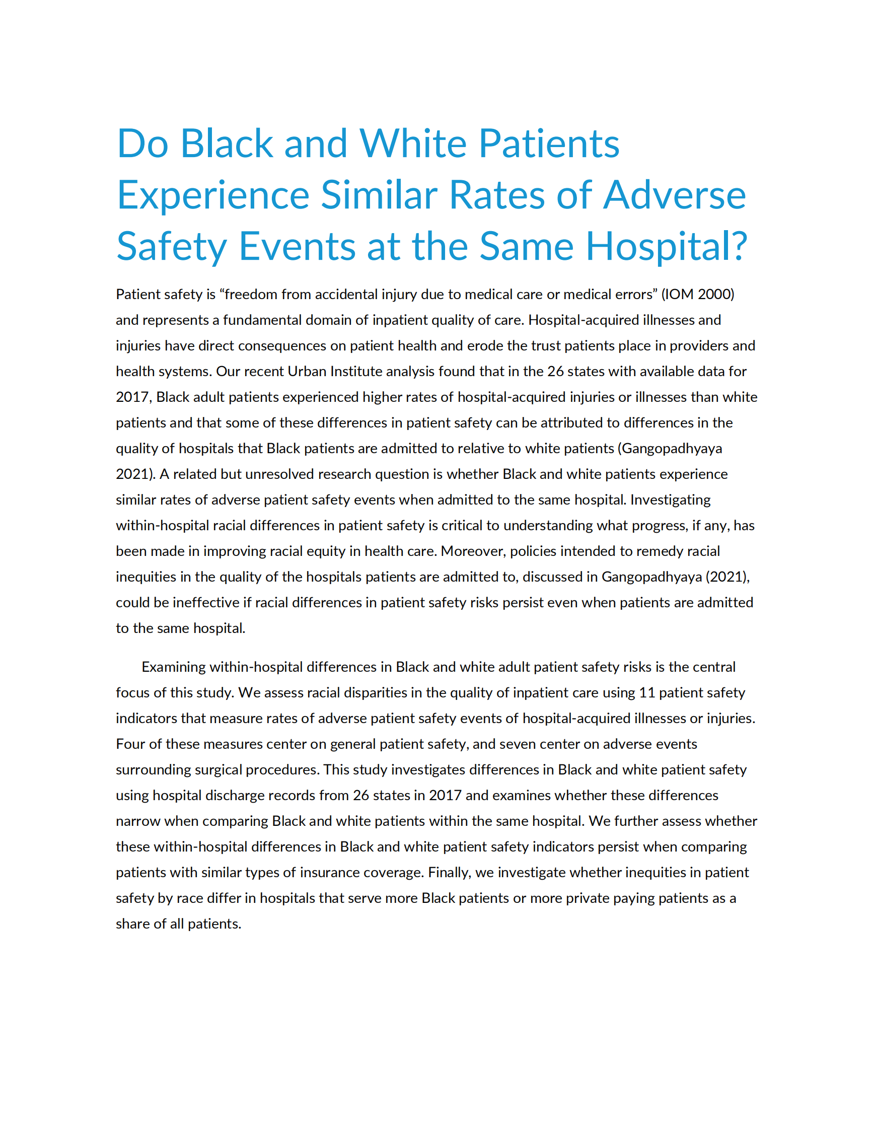 城市研究所-黑人和白人患者在同一家医院的不良安全事件发生率相似吗？（英）-2021.7-35页 第5页