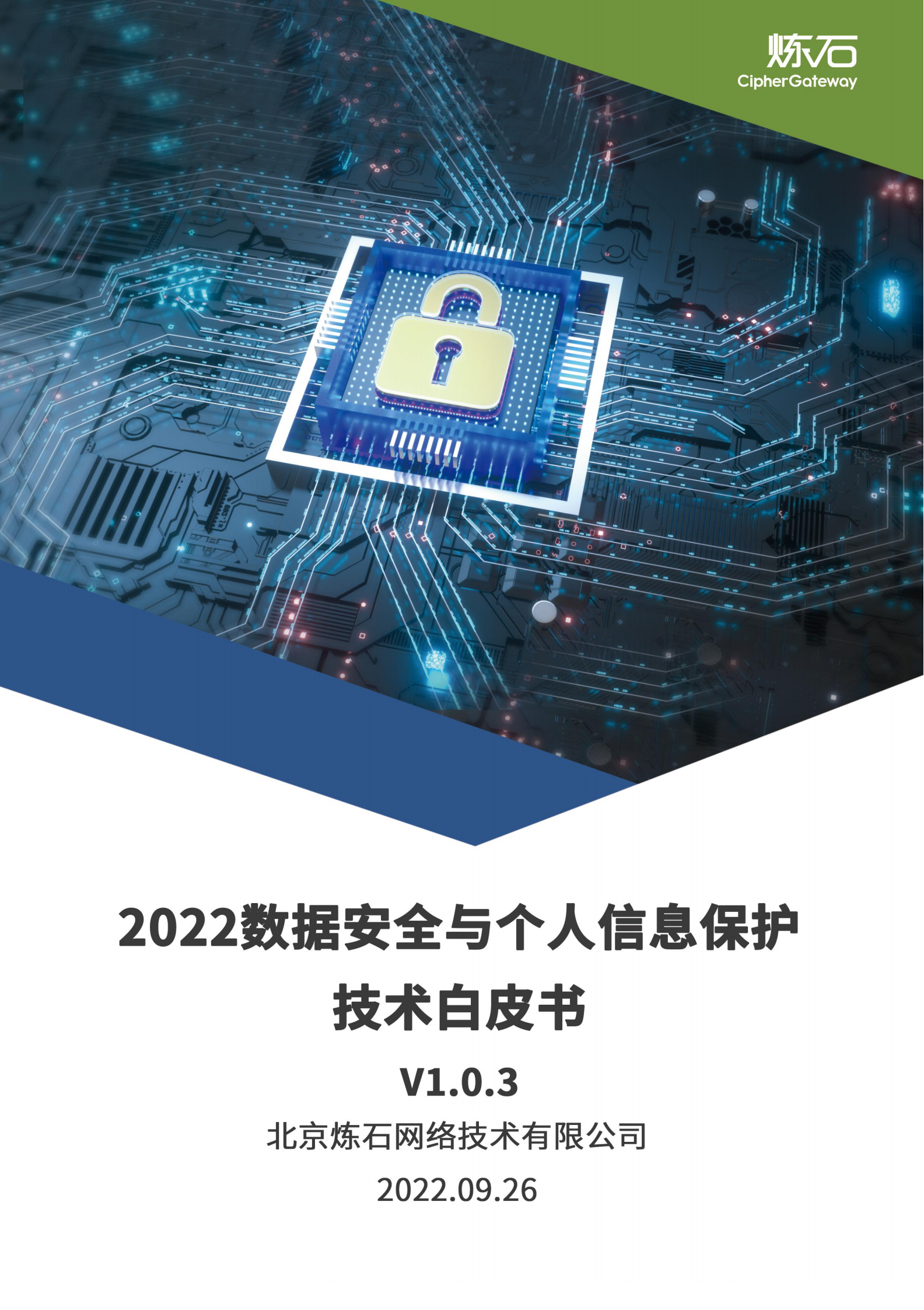 炼石-2022数据安全与个人信息保护技术白皮书V1.0.3（图片版） 第1页