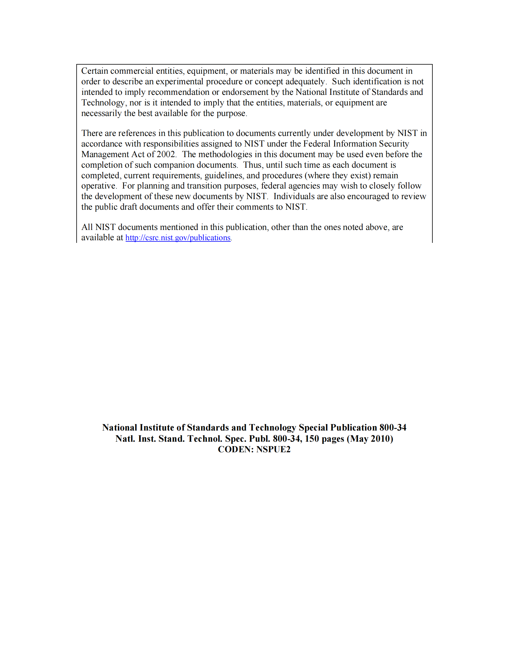 参考文献7：NIST-SP 800-34（英文版） 第3页